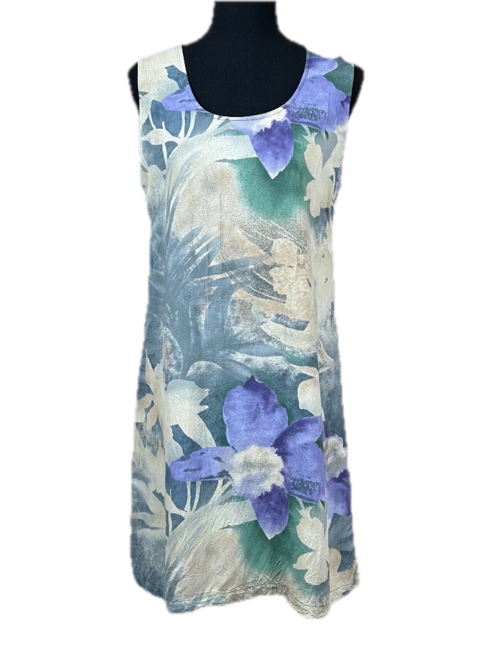 Jams World Vintage Waipua Blue Purple Watercolor Tropical Dress Size M